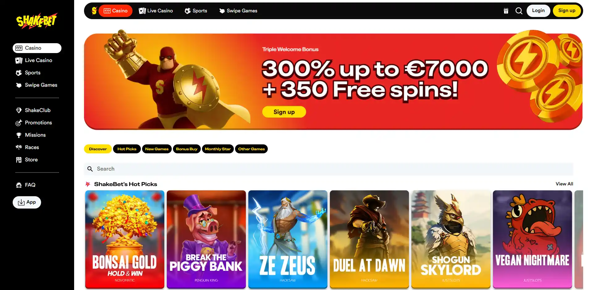 Inloggen bij ShakeBet Casino image 1
